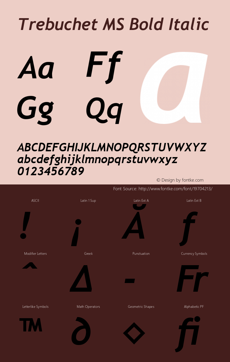 Trebuchet MS Bold Italic Version 1.00图片样张