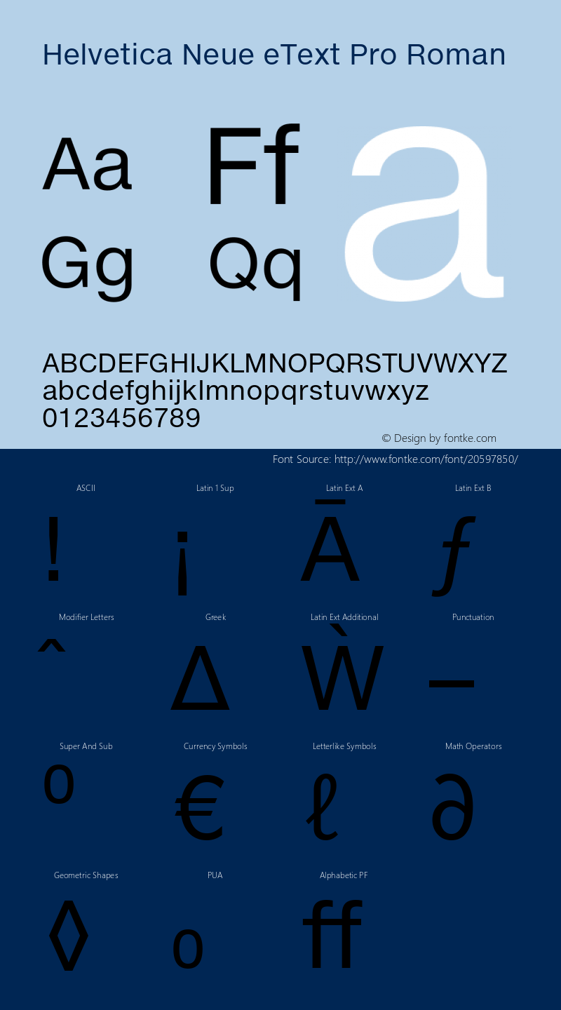 Helvetica Neue eText Pro Version 2.00图片样张