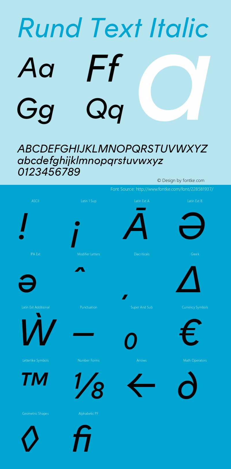 Rund Text Italic Version 1.004图片样张