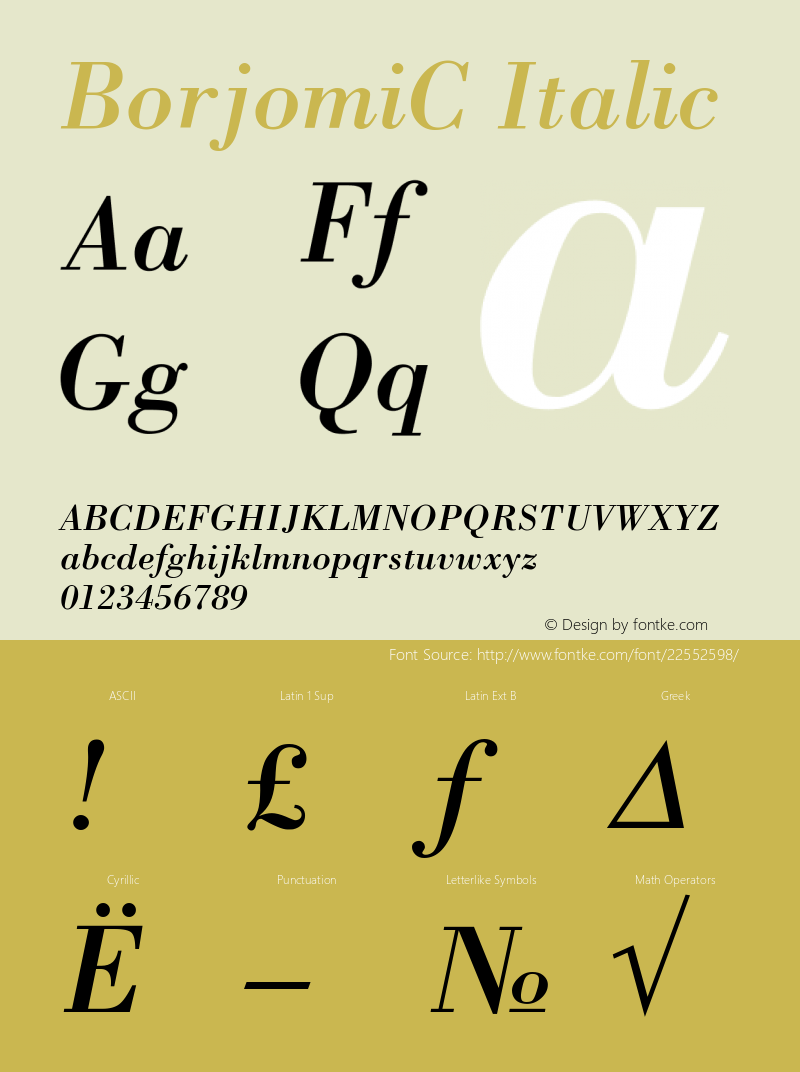 BorjomiC Italic Version 001.000图片样张