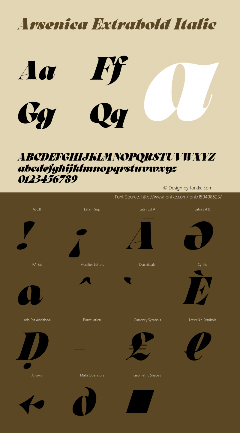 Arsenica Extrabold Italic Version 0.003;hotconv 1.0.109;makeotfexe 2.5.65596图片样张