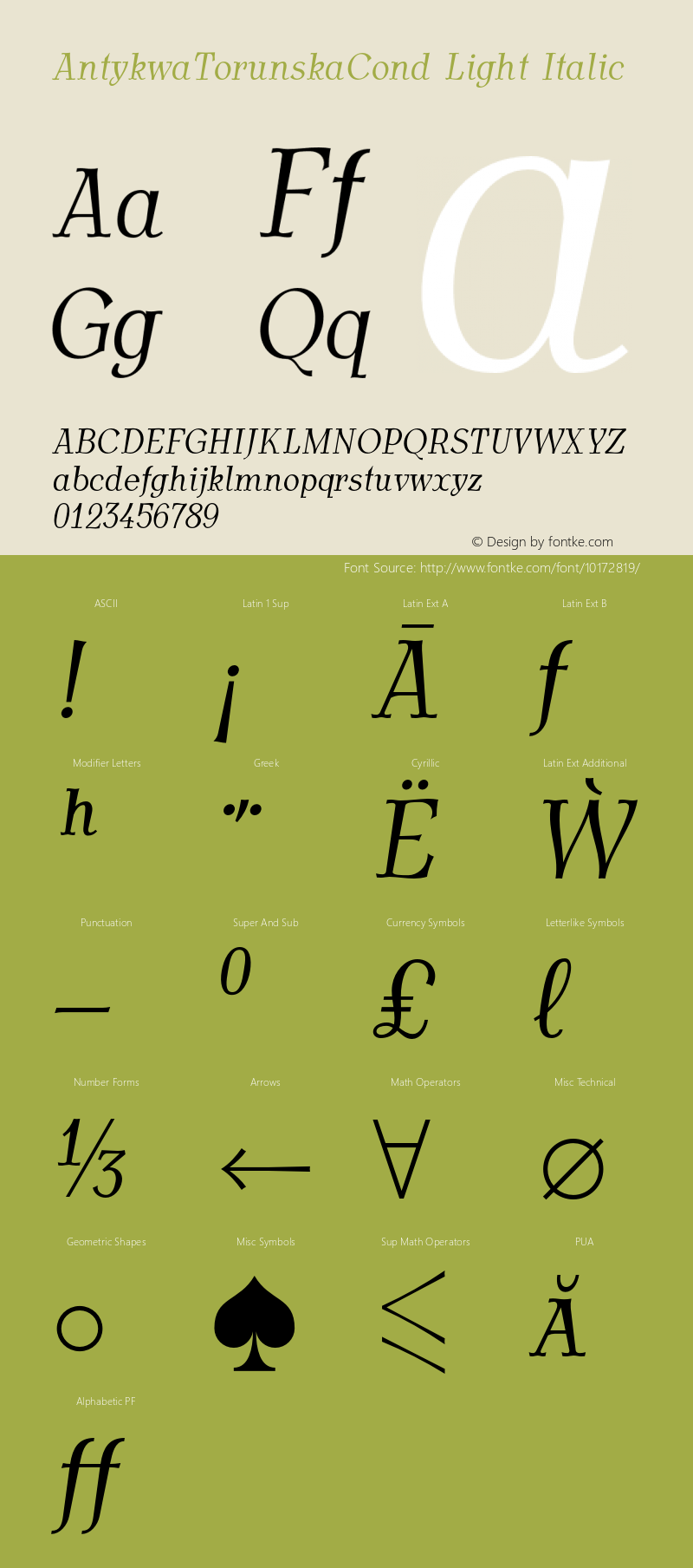 AntykwaTorunskaCond Light Italic Version 1.011;PS 2.08;Core 1.0.38;makeotf.lib1.6.5960图片样张