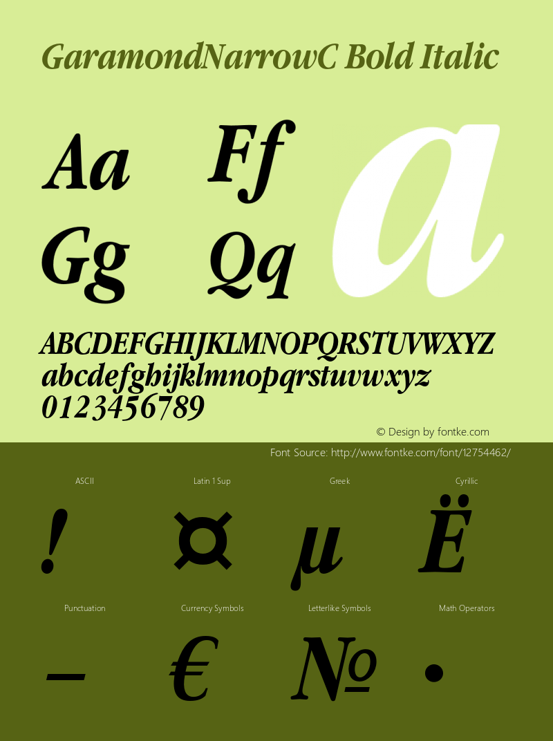 GaramondNarrowC Bold Italic OTF 1.0;PS 001.000;Core 116;AOCW 1.0 161图片样张