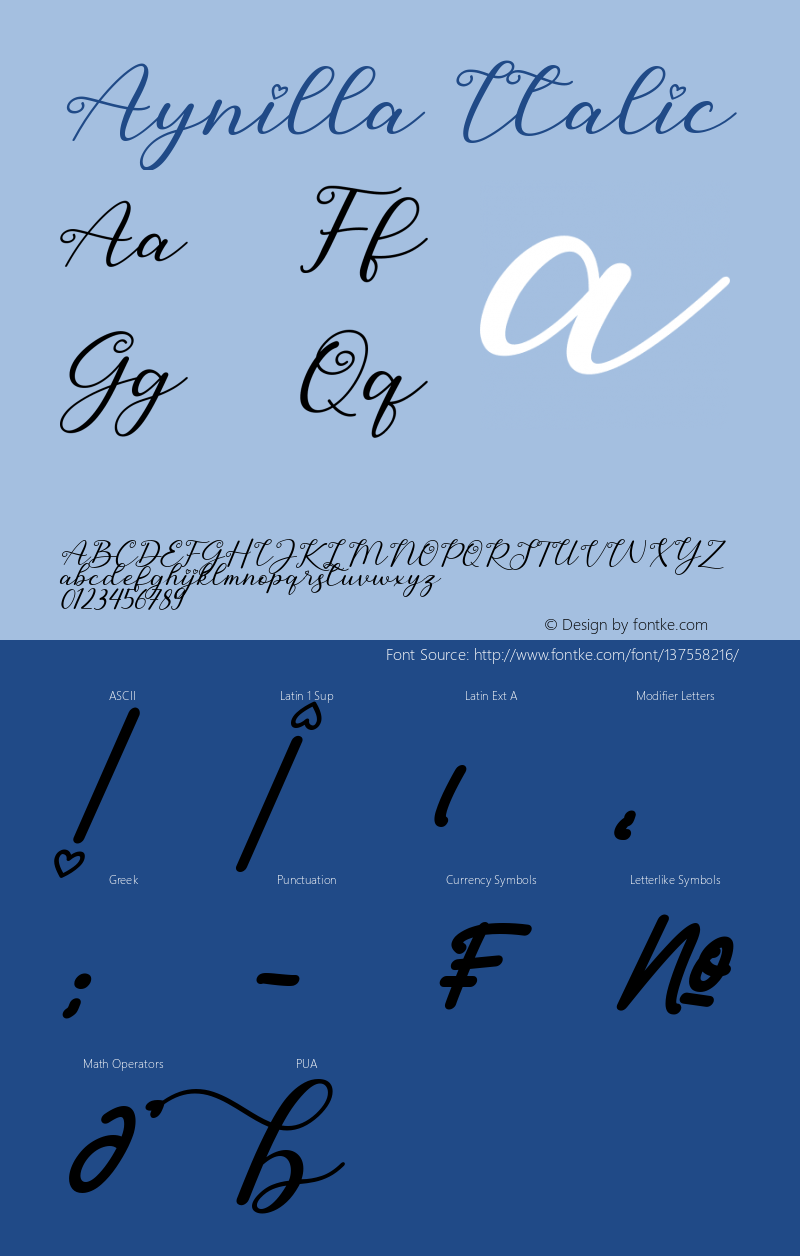 Aynilla Italic Version 1.00;March 23, 2021;FontCreator 13.0.0.2683 64-bit图片样张