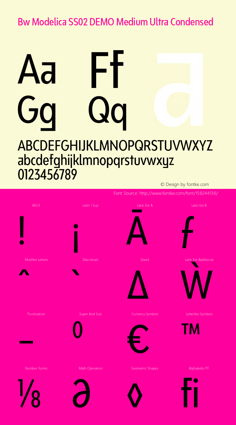 Bw Modelica SS02 DEMO Medium Ultra Condensed Version 2.000;PS 002.000;hotconv 1.0.88;makeotf.lib2.5.64775图片样张