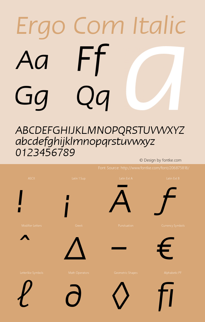 Linotype Ergo Com Italic Version 2.01图片样张