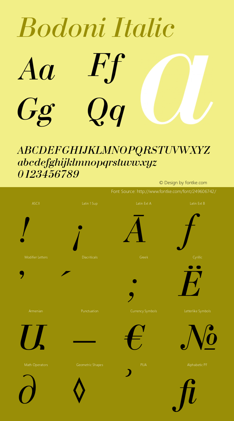 Bodoni Italic Version 1.000;PS 001.001;hotconv 1.0.38图片样张