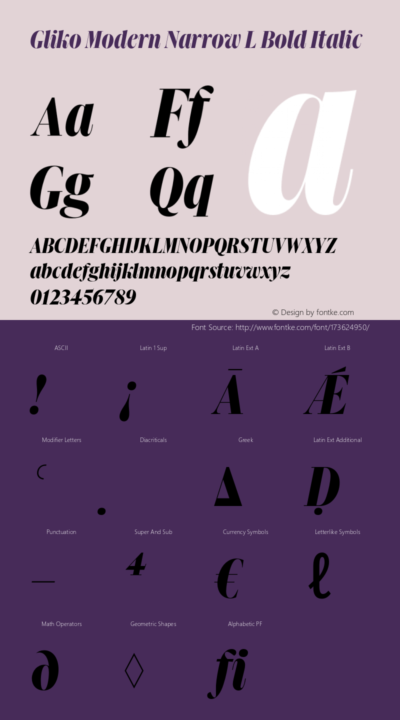 Gliko Modern Narrow L Bold Italic Version 2.000;hotconv 1.0.109;makeotfexe 2.5.65596图片样张