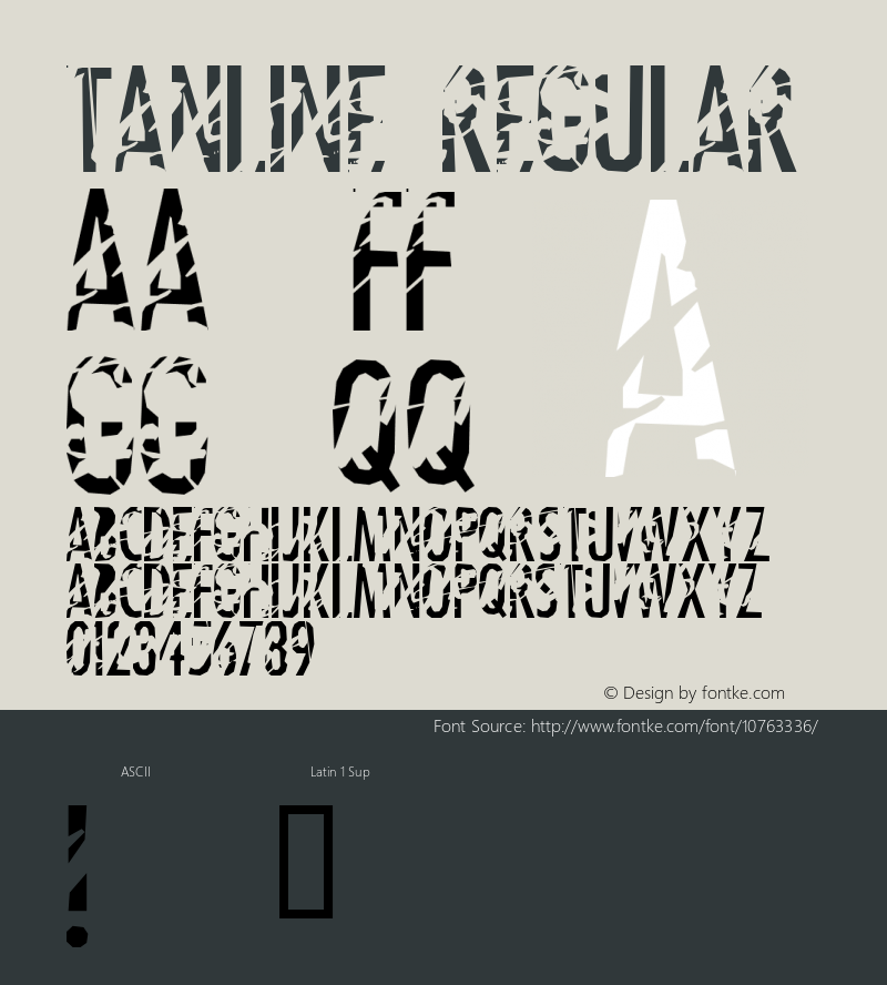 Tanline Regular Altsys Fontographer 4.1 9/17/97图片样张