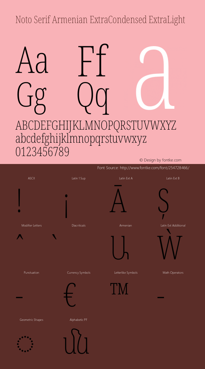 Noto Serif Armenian ExtraCondensed ExtraLight Version 2.008图片样张