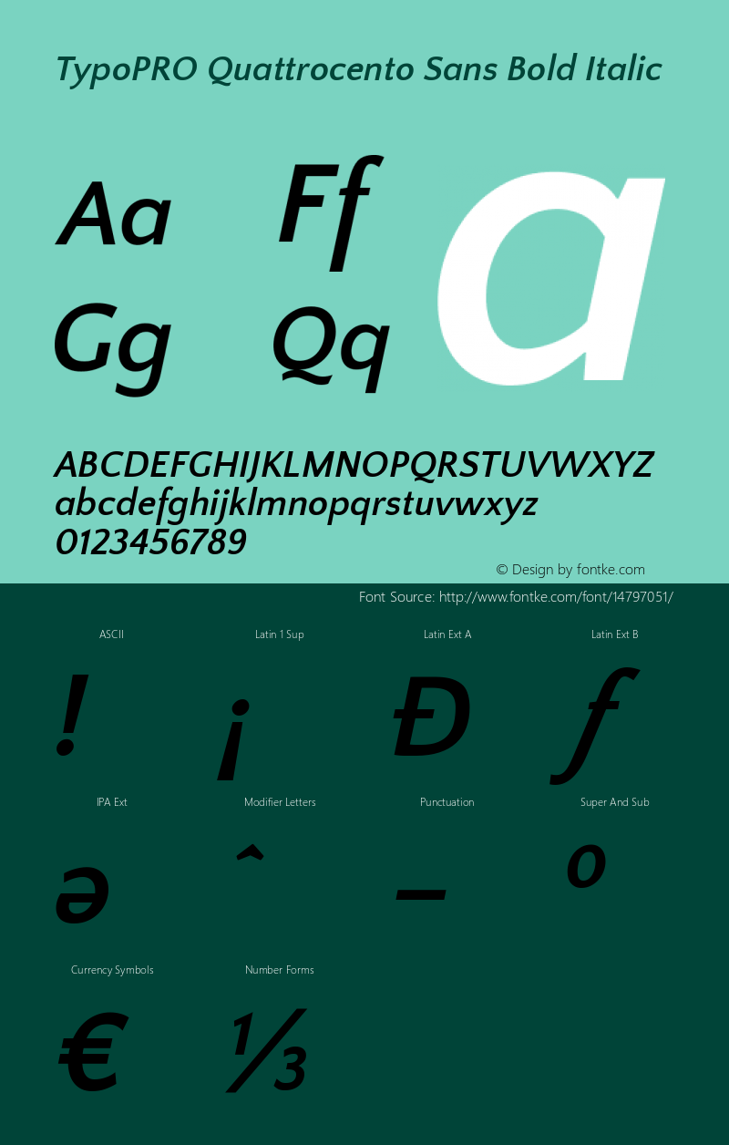 TypoPRO Quattrocento Sans Bold Italic Version 2.000图片样张