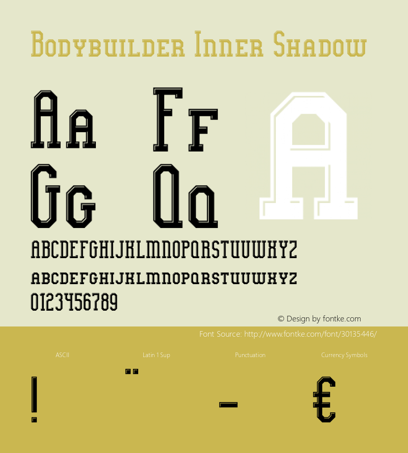 Bodybuilder Inner Shadow Version 1.00;May 22, 2019;FontCreator 11.5.0.2430 64-bit图片样张