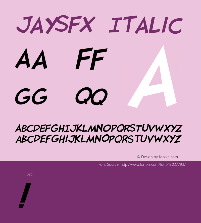 JaySFX Italic Version 1.101;PS 001.001;Core 1.0.38图片样张