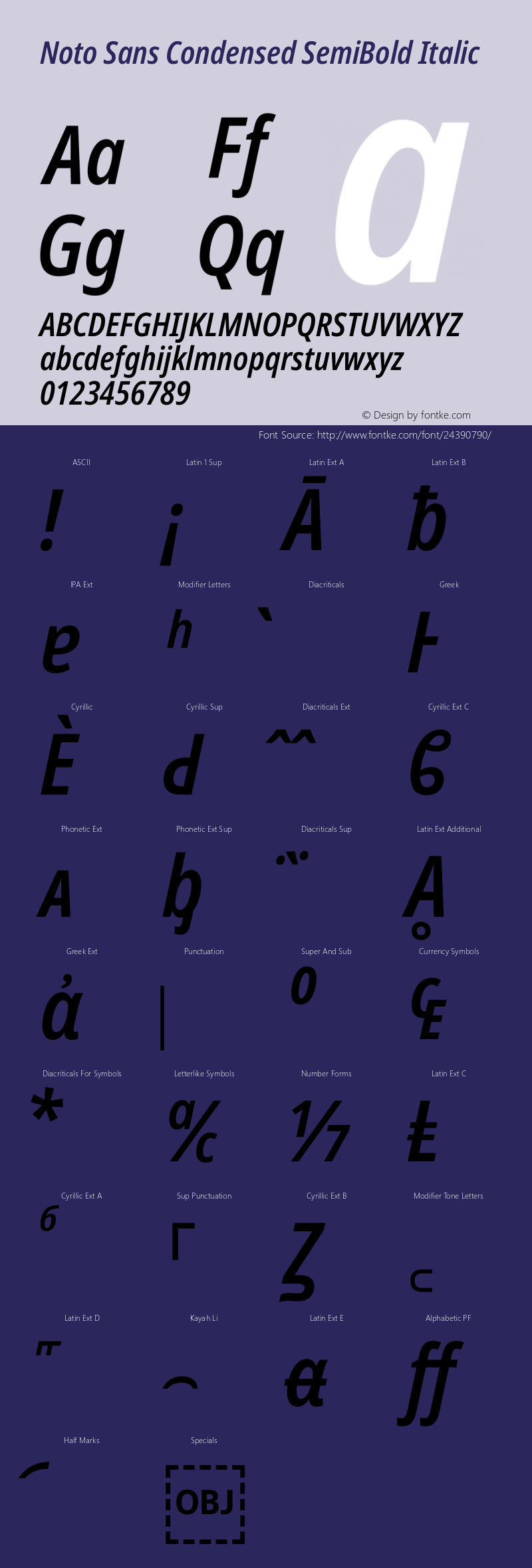 Noto Sans Condensed SemiBold Italic Version 2.000图片样张
