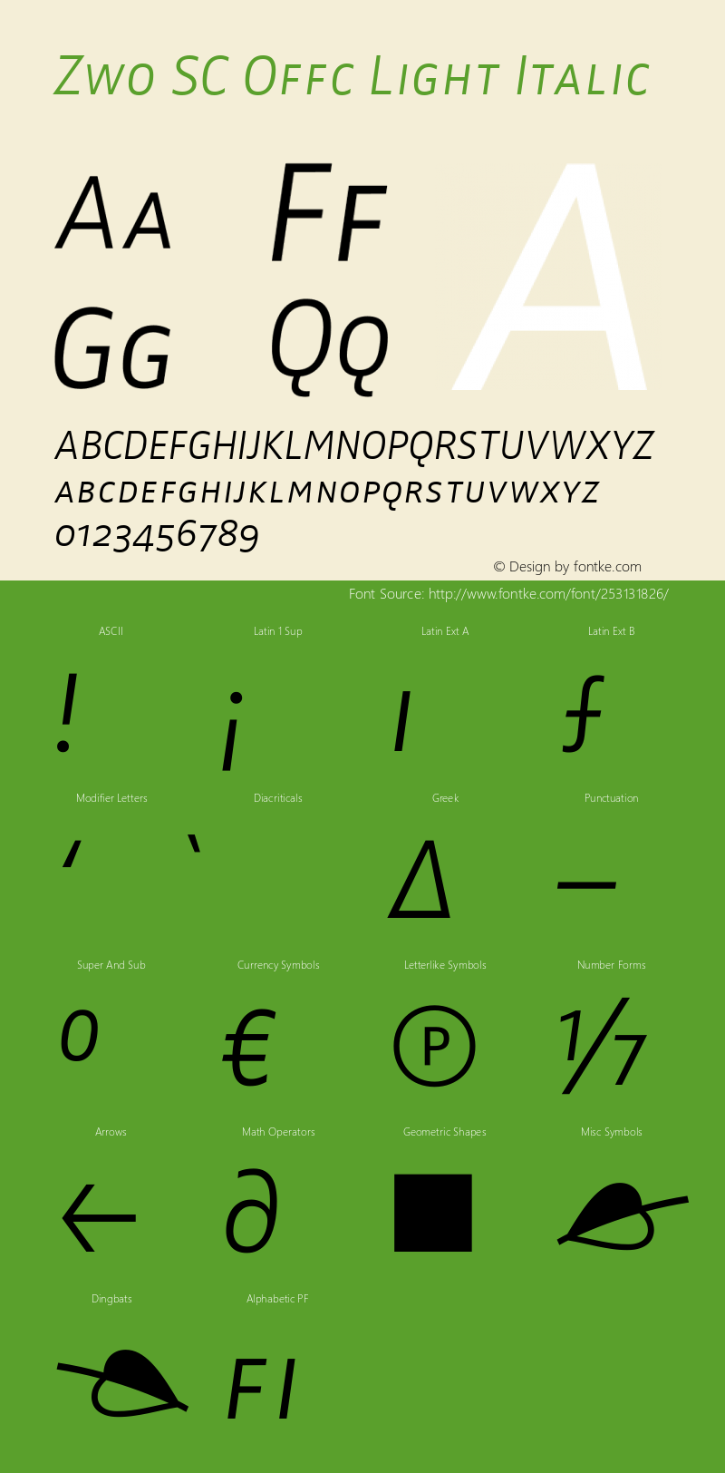 Zwo SC Offc Light Italic Version 7.504; 2010; Build 1023图片样张