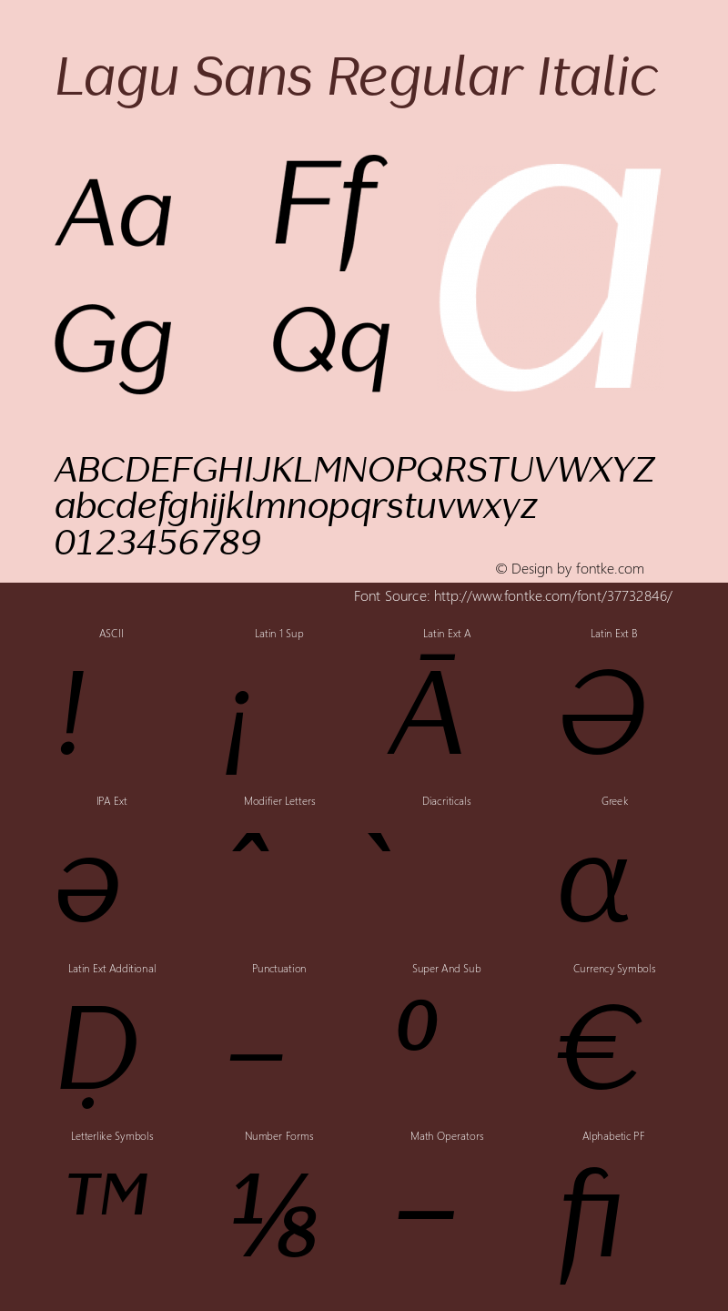 LaguSans-RegularItalic Version 1.000;PS 001.000;hotconv 1.0.88;makeotf.lib2.5.64775图片样张