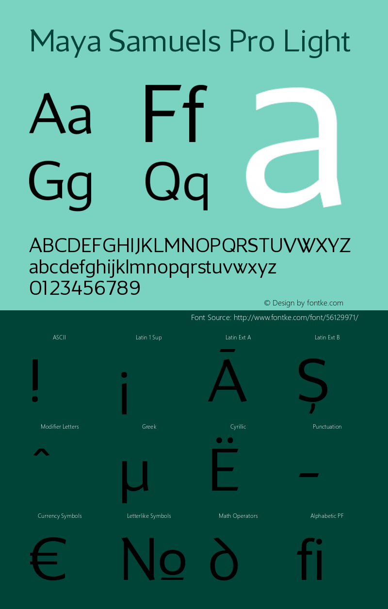 Maya Samuels Pro Light Version 3.002; Fonts for Free; vk.com/fontsforfree图片样张