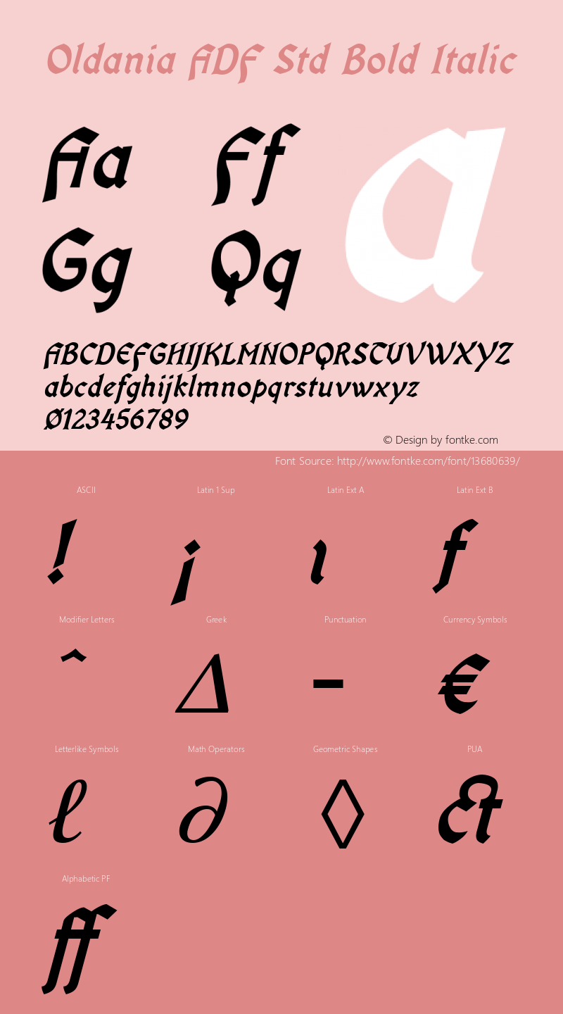 Oldania ADF Std Bold Italic Version 2.005;PS 1.005;hotconv 1.0.57;makeotf.lib2.0.21895图片样张