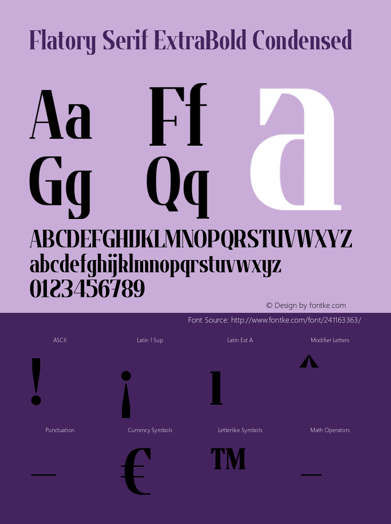 Flatory Serif ExtraBold Condensed Version 1.00图片样张