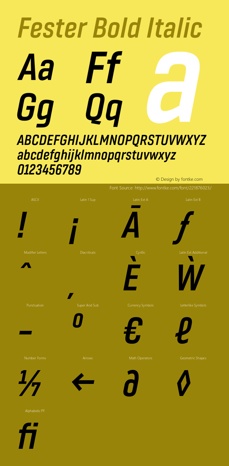 Fester Bold Italic Version 1.000;FEAKit 1.0图片样张