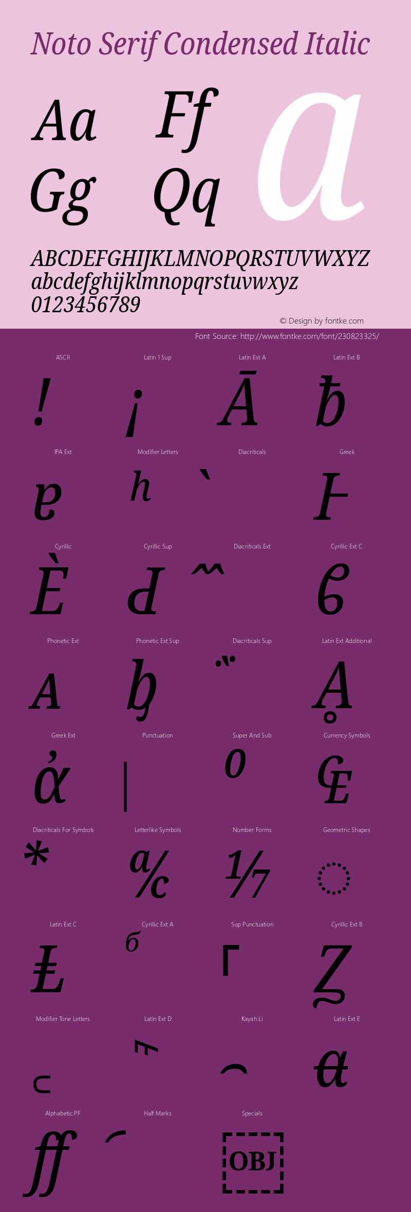 Noto Serif Condensed Italic Version 2.007图片样张