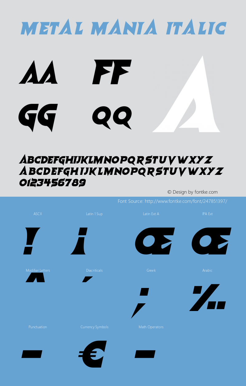 Metal Mania Italic Version 1.00;May 22, 2023;FontCreator 12.0.0.2567 64-bit图片样张