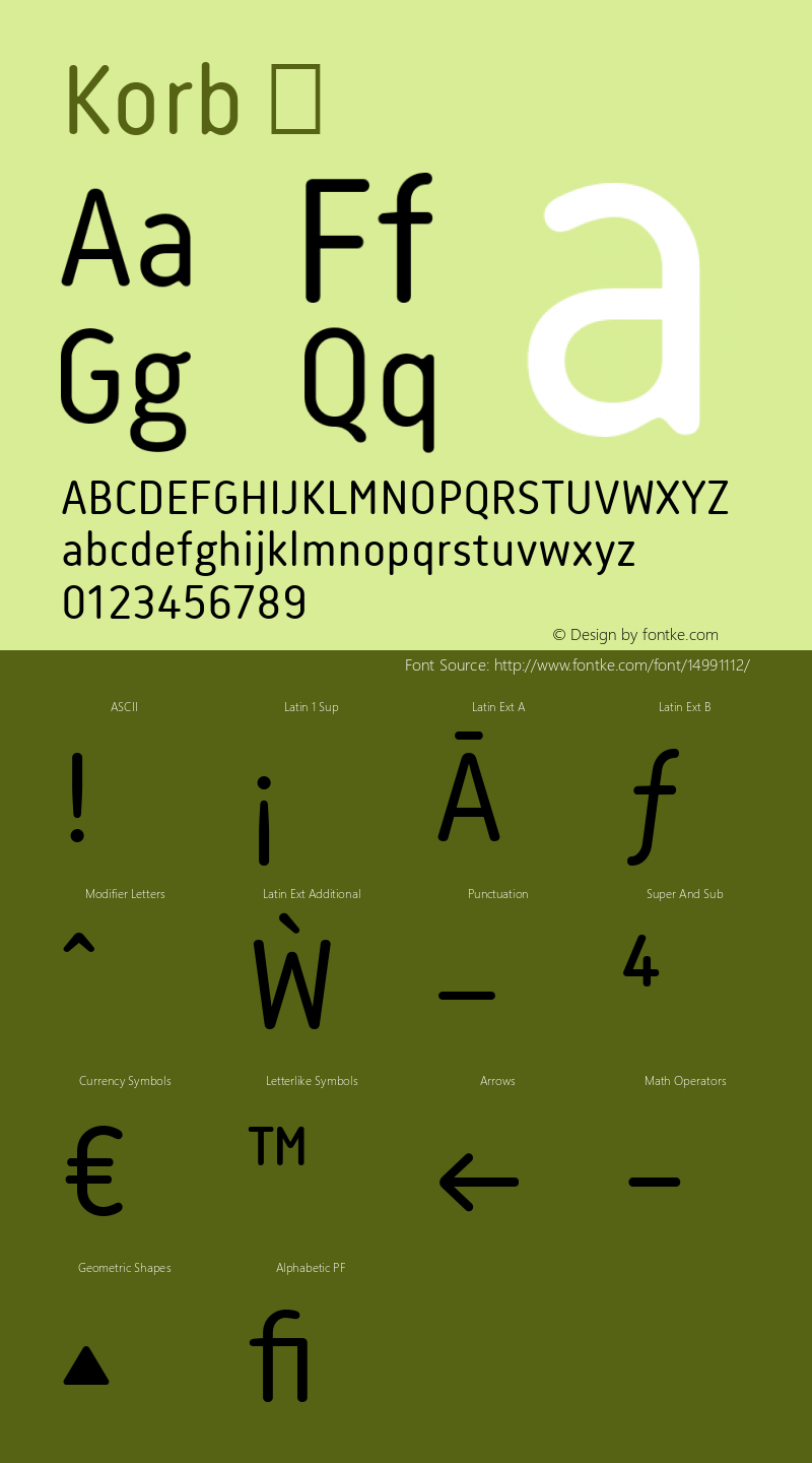 Korb ☞ Version 1.000;com.myfonts.easy.jcfonts.korb.regular.wfkit2.version.4ayP图片样张