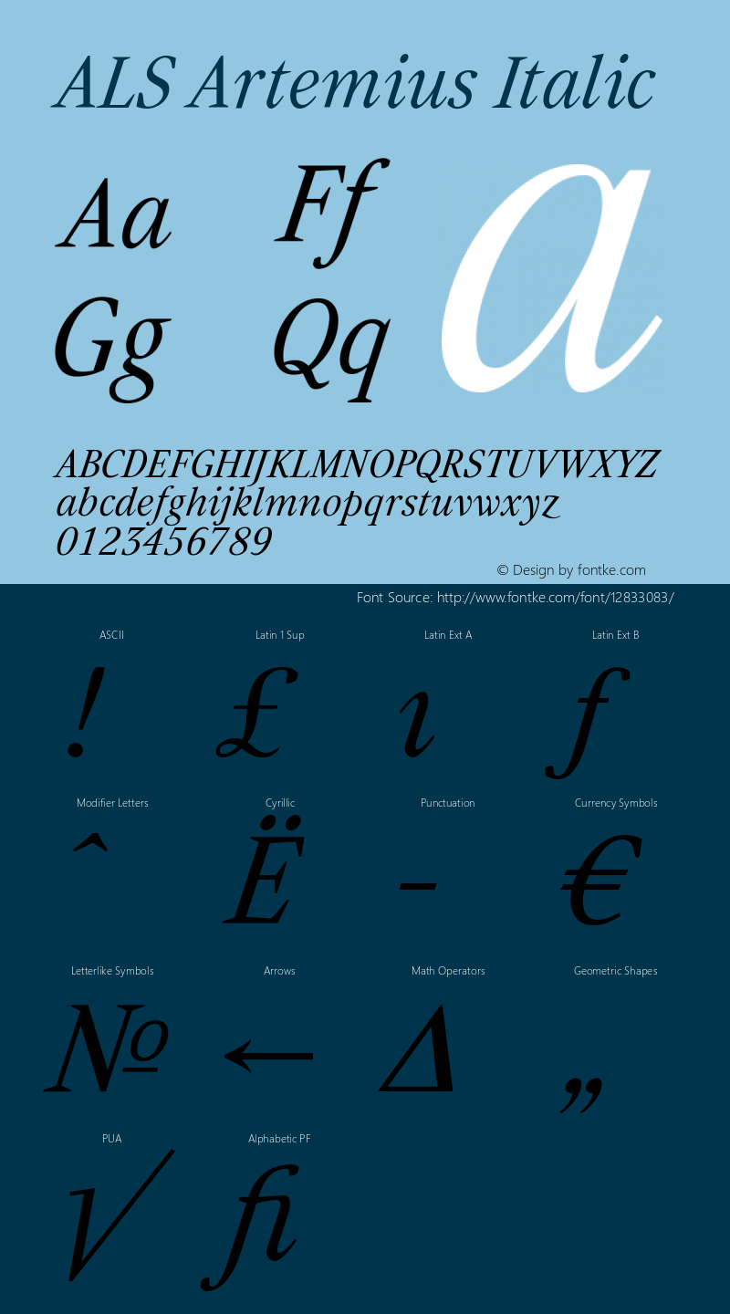 ALS Artemius Italic Version 1.000图片样张