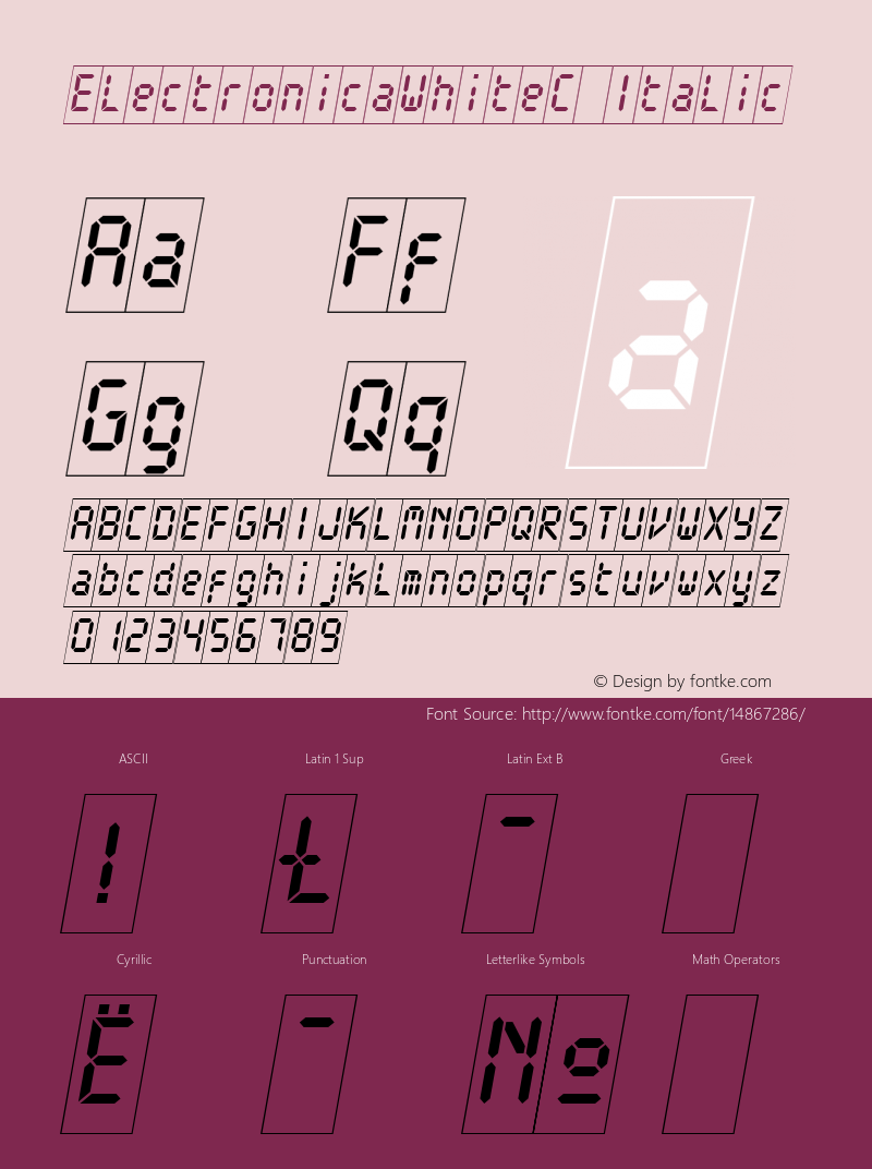 ElectronicaWhiteC Italic Version 001.000图片样张
