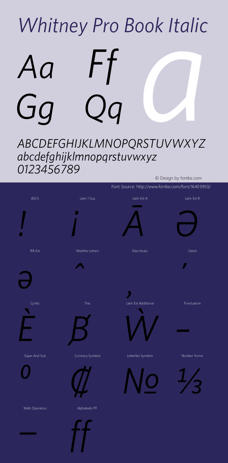 Whitney Pro Book Italic Version 2.200 Pro (Latin-X, Greek, Cyrillic-X)图片样张