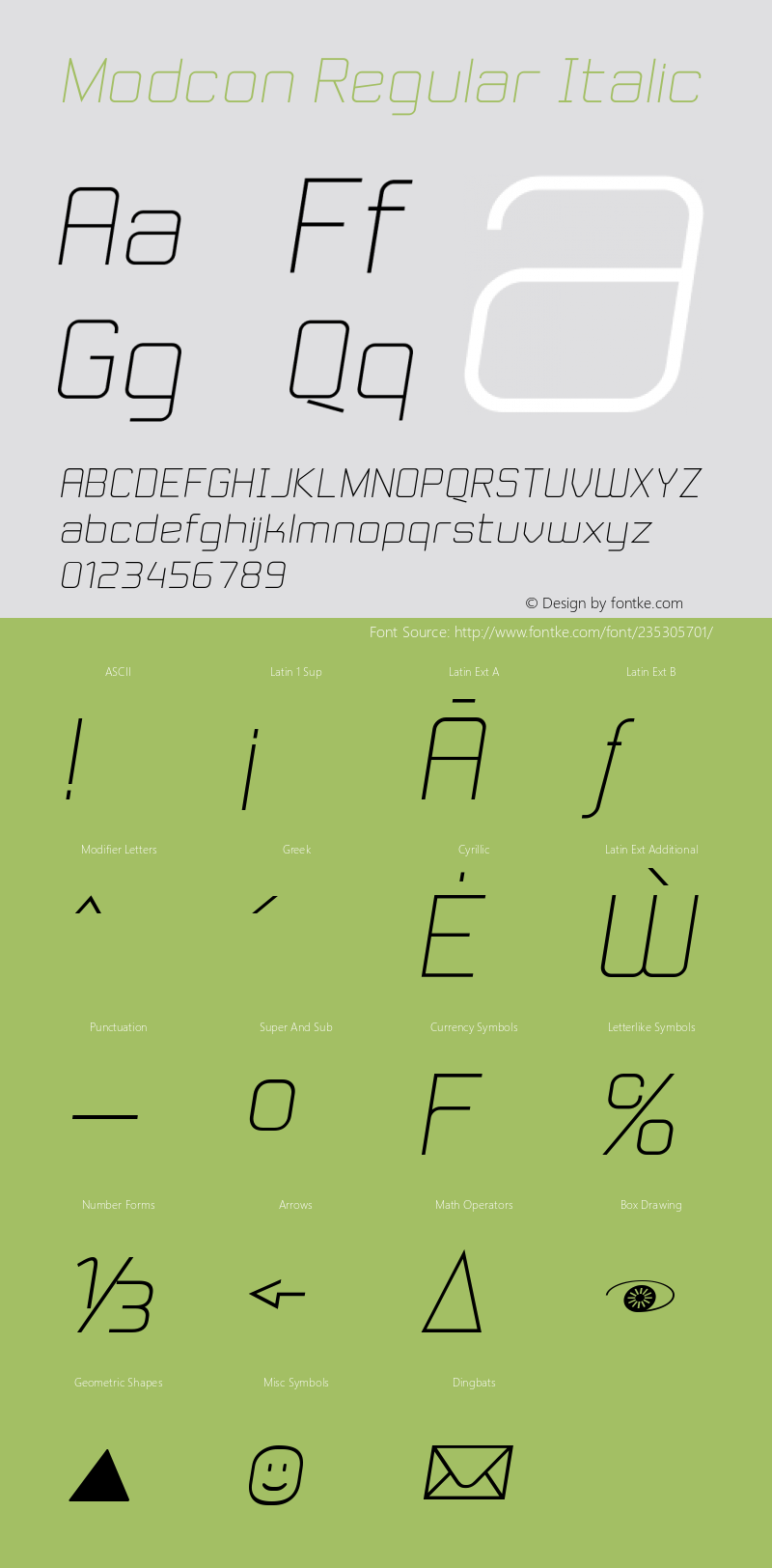 Modcon Italic Version 1.002 | FøM Fix图片样张