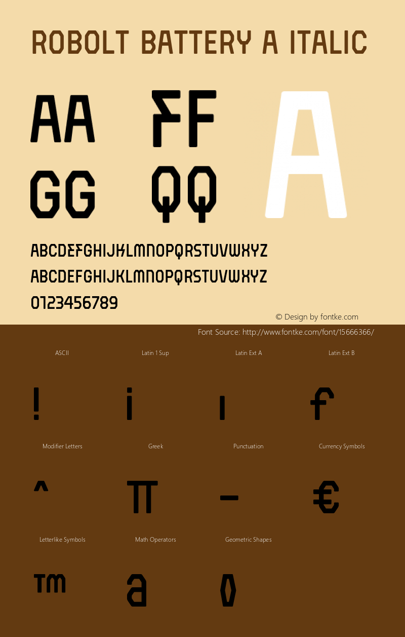 Robolt Battery A Italic Version 1.000图片样张