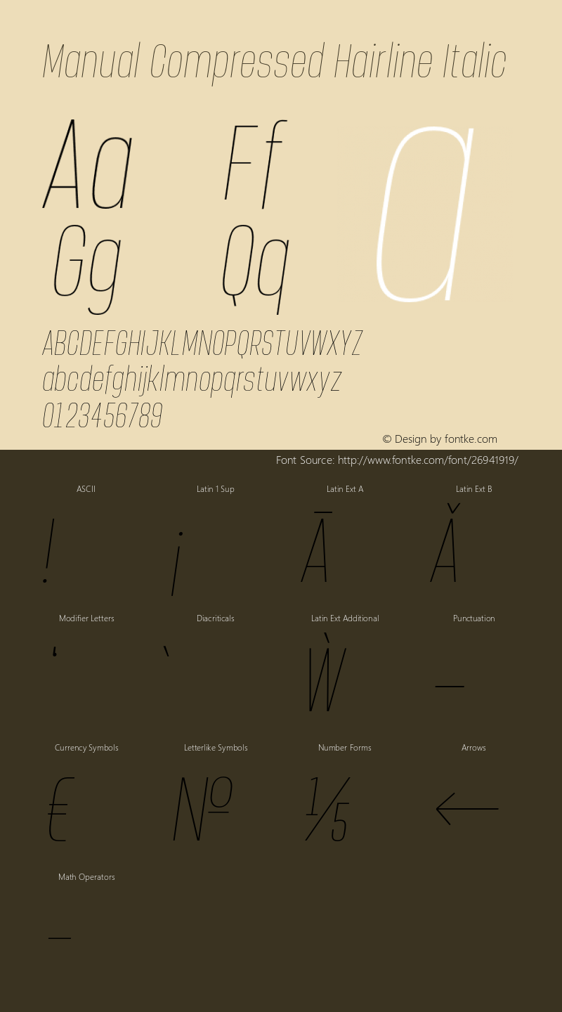 Manual-CompressedHairlineItalic Version 1.000;PS 001.000;hotconv 1.0.88;makeotf.lib2.5.64775图片样张