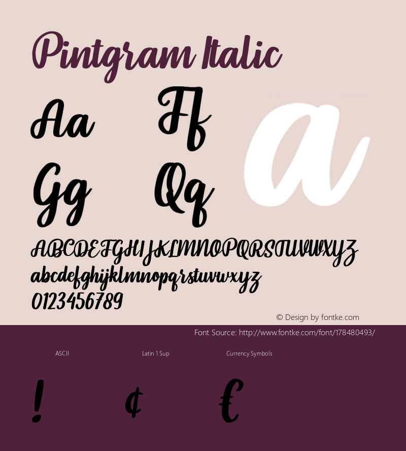 Pintgram Italic Version 1.000图片样张