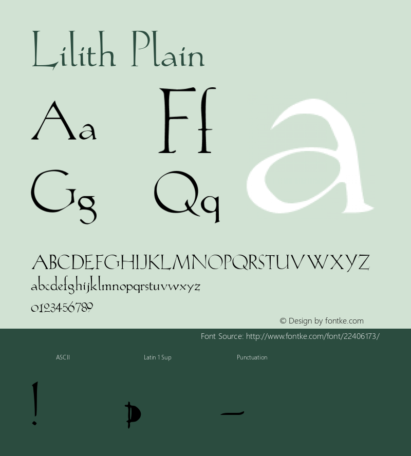 Lilith Plain Altsys Fontographer 3.3  10/11/91图片样张