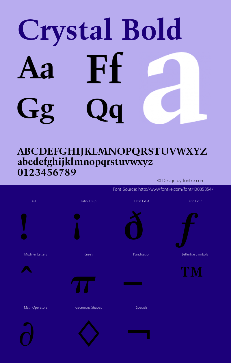 Crystal Bold Font Version 2.6; Converter Version 1.10图片样张