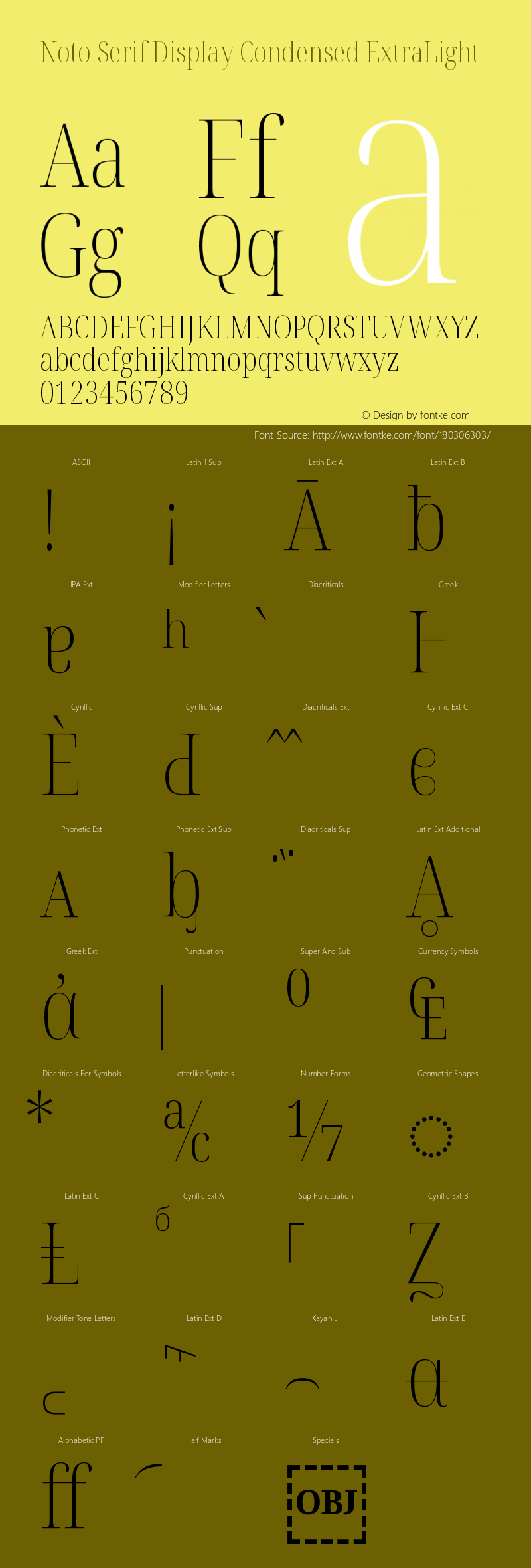 Noto Serif Display Condensed ExtraLight Version 2.003图片样张