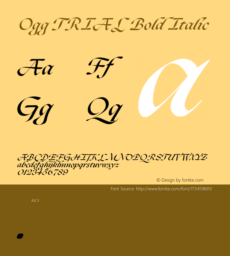 Ogg TRIAL Bold Italic Version 2.000;hotconv 1.0.109;makeotfexe 2.5.65596图片样张