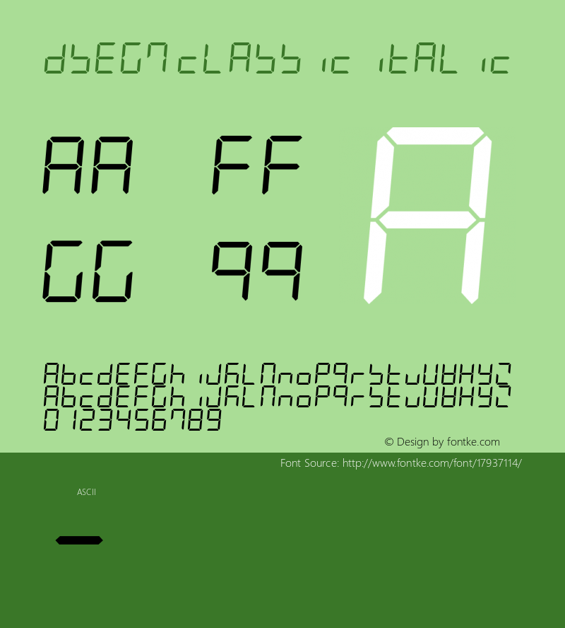 DSEG7 Classic Italic Version 0.2图片样张