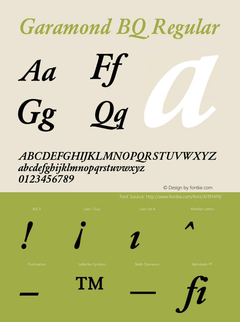 Garamond BQ Regular 001.000图片样张