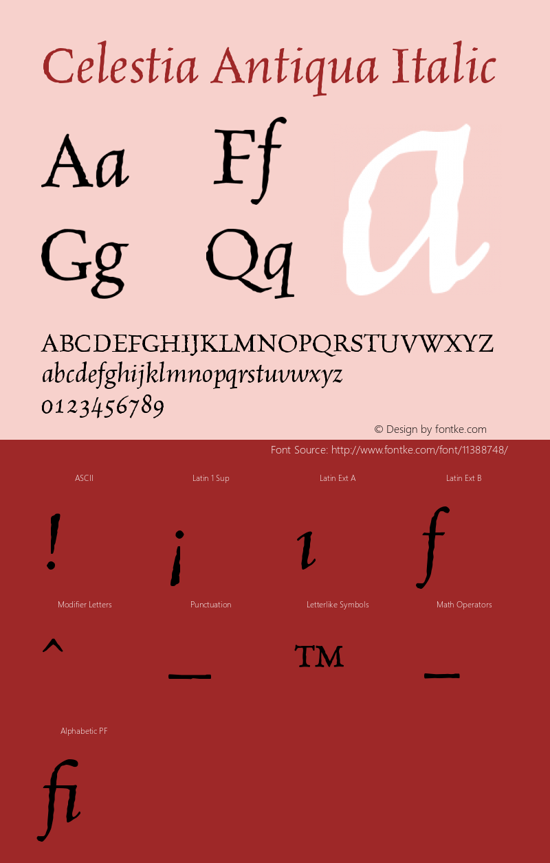 Celestia Antiqua Italic Version 001.000图片样张