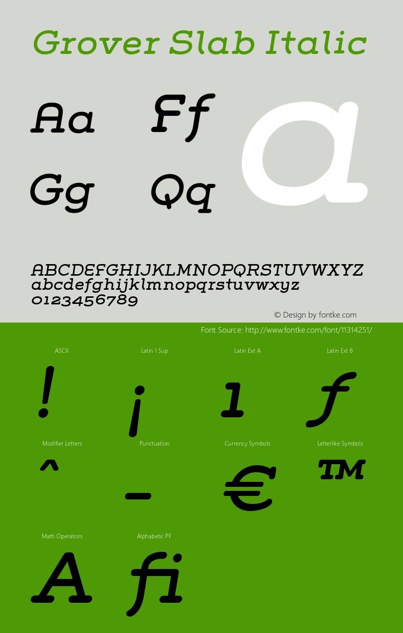 Grover Slab Italic Version 001.000图片样张