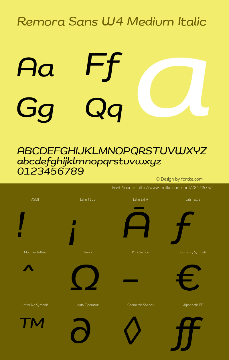 RemoraSansW4-MediumItalic Version 1.001图片样张