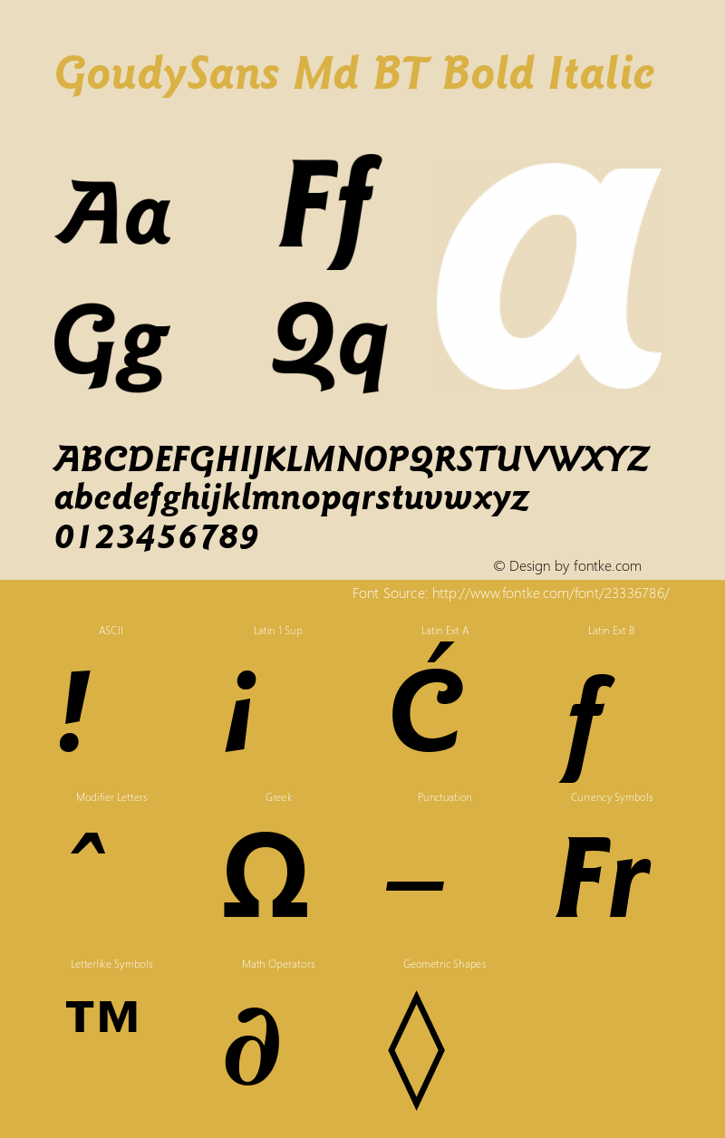 Goudy Sans Bold Italic BT Version 2.1图片样张