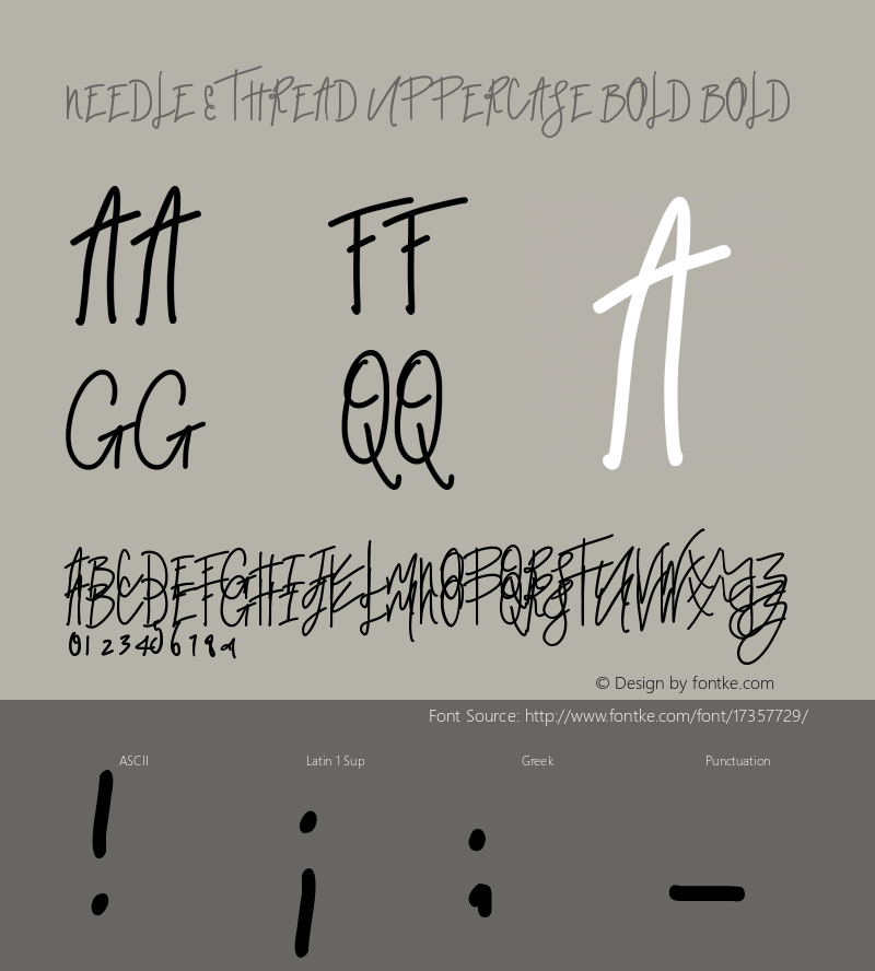 Needle & Thread Uppercase Bold Bold Version 1.00 June 14, 2016, initial release图片样张