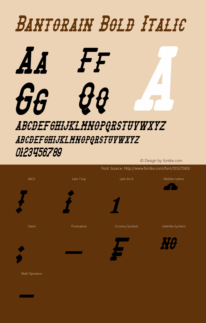 Bantorain Bold Italic Version 1.10 October 27, 2013图片样张