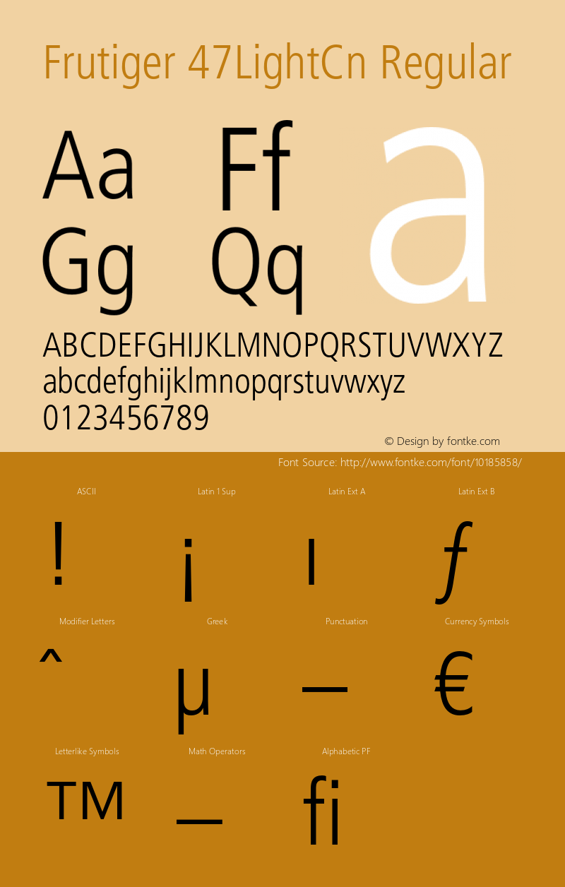 Frutiger 47LightCn Regular OTF 1.0;PS 001.000;Core 1.0.22图片样张