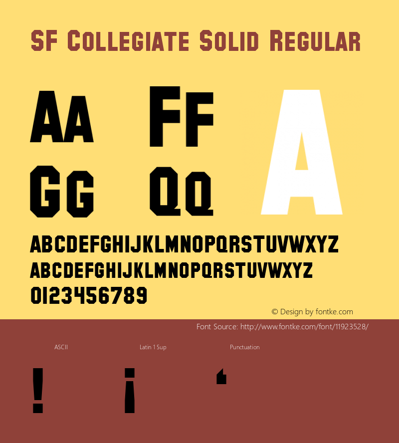 SF Collegiate Solid Regular ver 1.0; 1999. Freeware for non-commercial use.图片样张