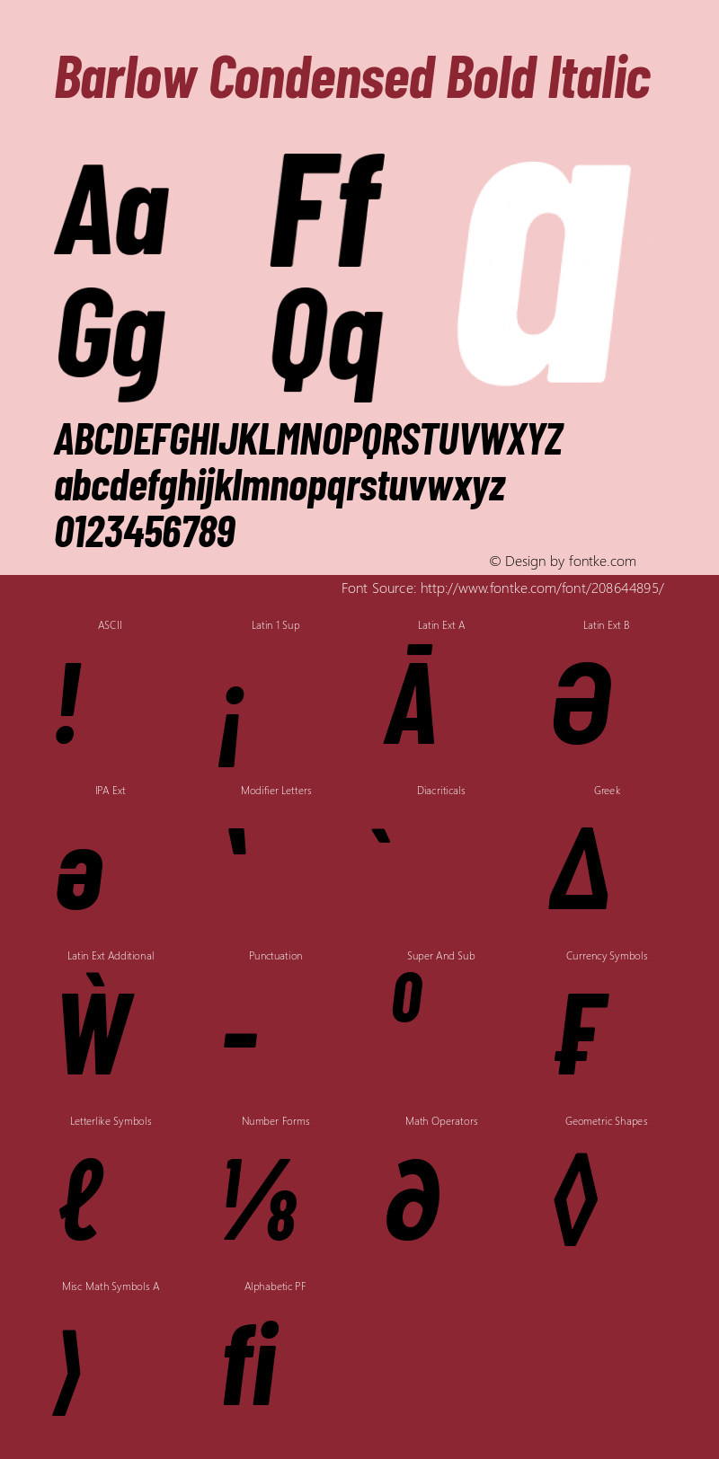 Barlow Condensed Bold Italic Version 1.422图片样张