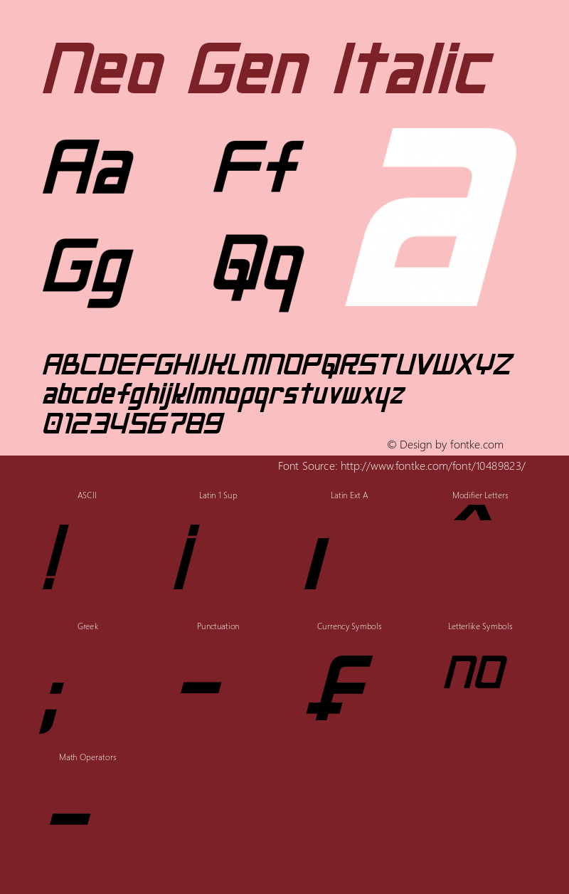 Neo Gen Italic Version 1.10 - June 20, 2013图片样张